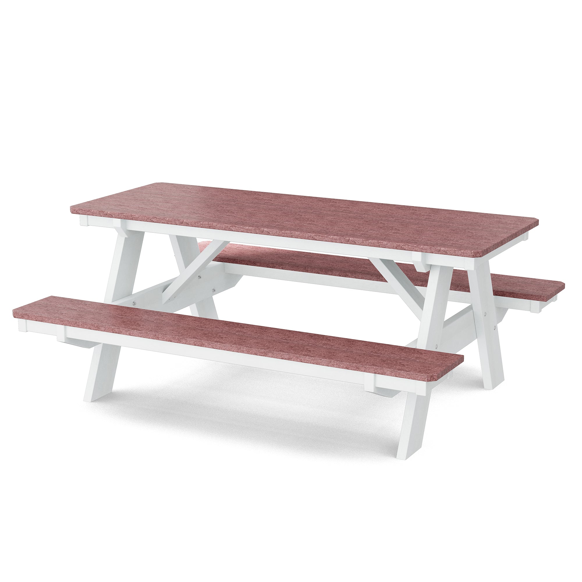 Heritage 72 Inch Outdoor Picnic Table with Attached Benches - Durable All-Weather Patio Furniture for Backyard, Garden, and Park Gatherings