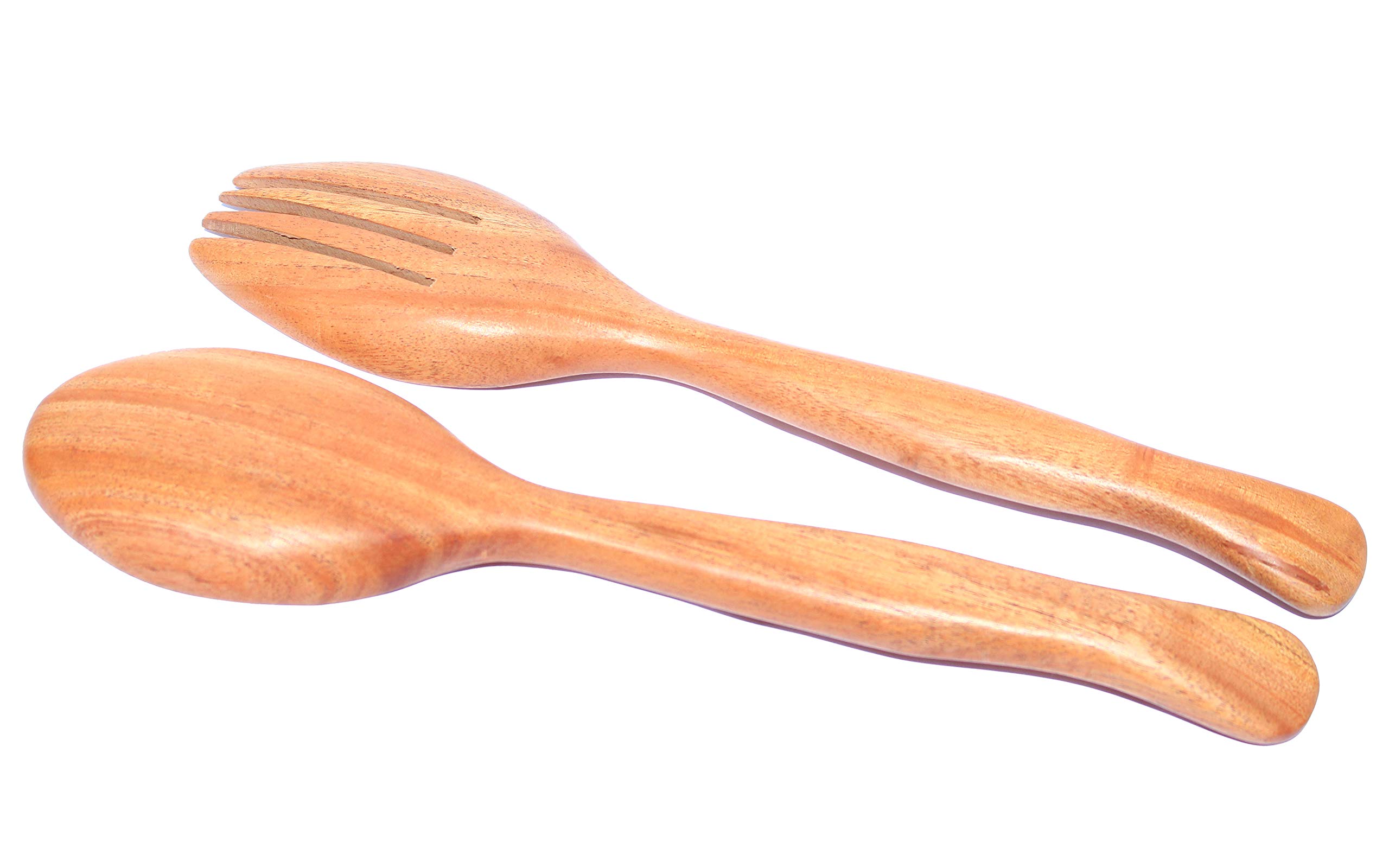 Natural Acacia Wood Salad Spoon and Fork Set - Eco-Friendly Kitchen Utensils for Cooking, Serving & Healthy Eating