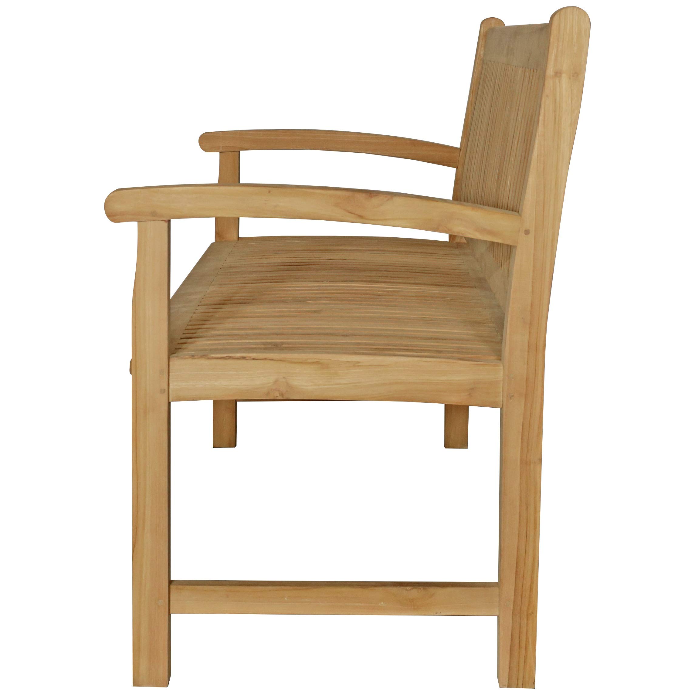 Premium 5-Foot Solid Teak Outdoor Patio Bench - Seven Seas Teak San Juan - Weather-Resistant Garden, Poolside & Deck Seating Furniture for Backyard, Porch or Terrace