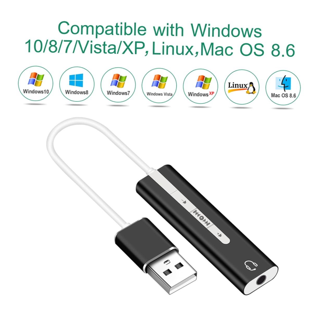 HOMSFOU USB 3.1 External Sound Card for Laptop - 7.1 Channel Stereo Audio Adapter with Micro USB & Headphone Jack - Perfect for Gaming, Streaming, and Conference Calls