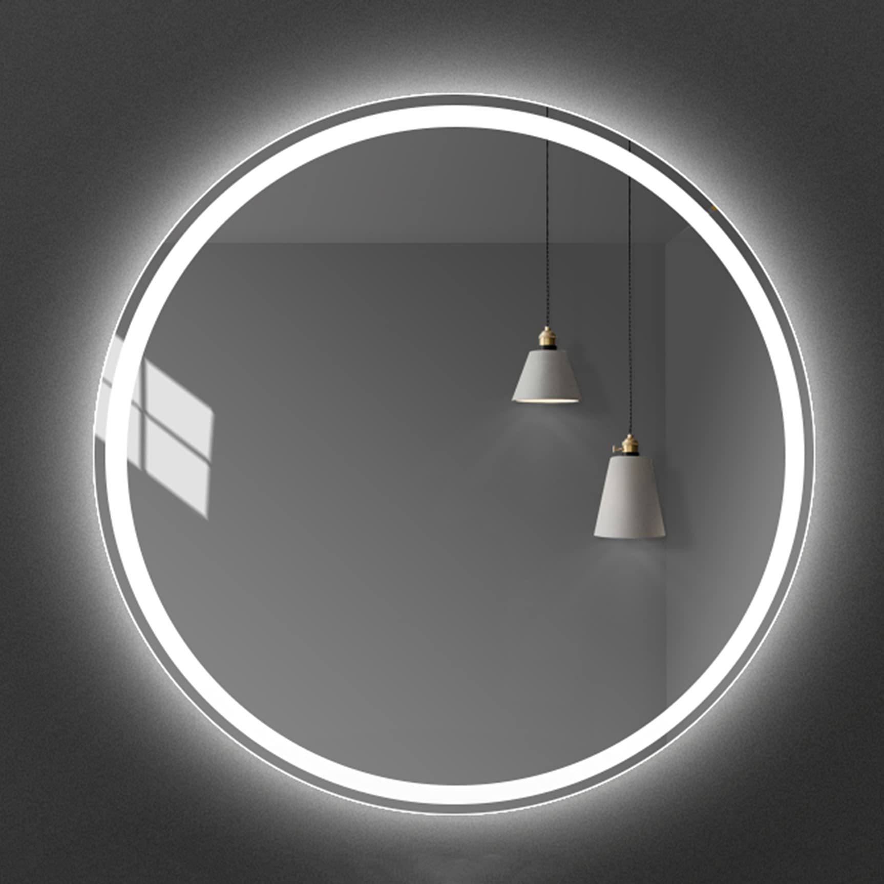 Premium LED Bathroom Mirror with White & Warm Light - 50cm/60cm/70cm/80cm IP54 Waterproof Wall-Mounted Makeup Vanity Mirror - Perfect for Bathroom, Dressing Room & Home Decor Lighting