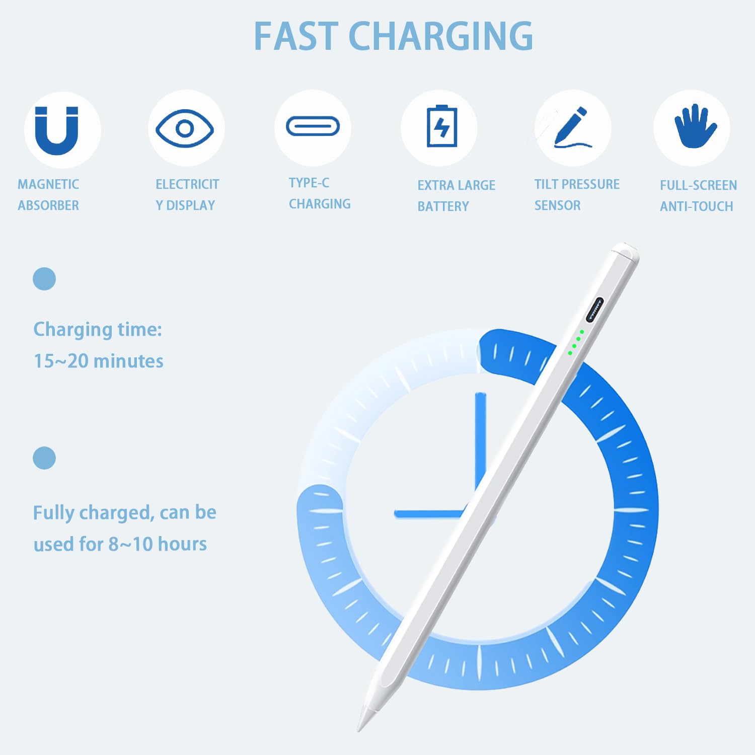 Premium Stylus Pen for iPad - Fast Charging Apple Pencil 1st Gen Replacement with Tilt Sensitivity & Palm Rejection - Compatible with iPad Pro 11