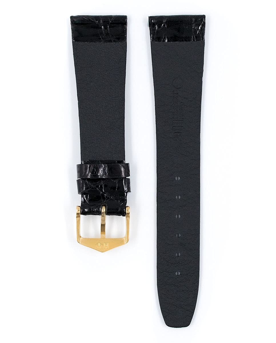 Hirsch Prestige Genuine Crocodile Leather Watch Band - Luxury Brown, Golden Brown, Burgundy & Black Straps for Men | Perfect for Dress Watches, Business Attire & Formal Occasions
