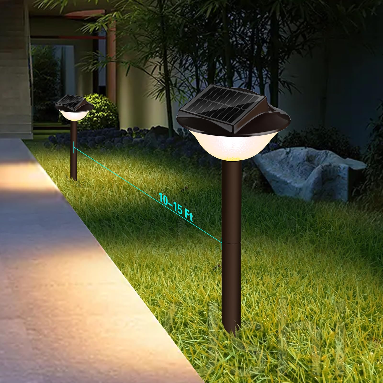 40LED Solar Pathway Lights Outdoor Waterproof - 2-in-1 Warm White (4000K) & Cool White (7000K) - IP65 Solar Driveway & Garden Lights - 12 Hours Runtime - Perfect for Yard, Backyard, Walkway & Landscape Lighting (2 Pack)