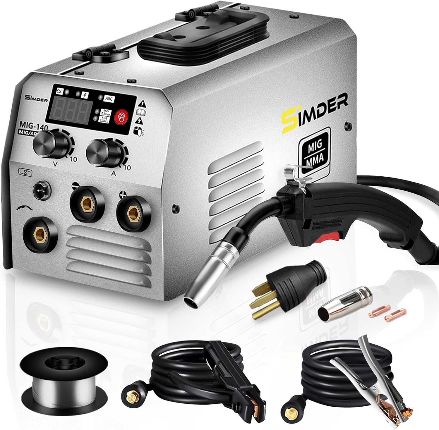 SSimder MIG 140S Gasless 2-in-1 MIG Welder Machine - 140 Amp Flux Core Wire Welder for Home DIY, Auto Repair & Metal Fabrication | Perfect for Beginners & Professionals