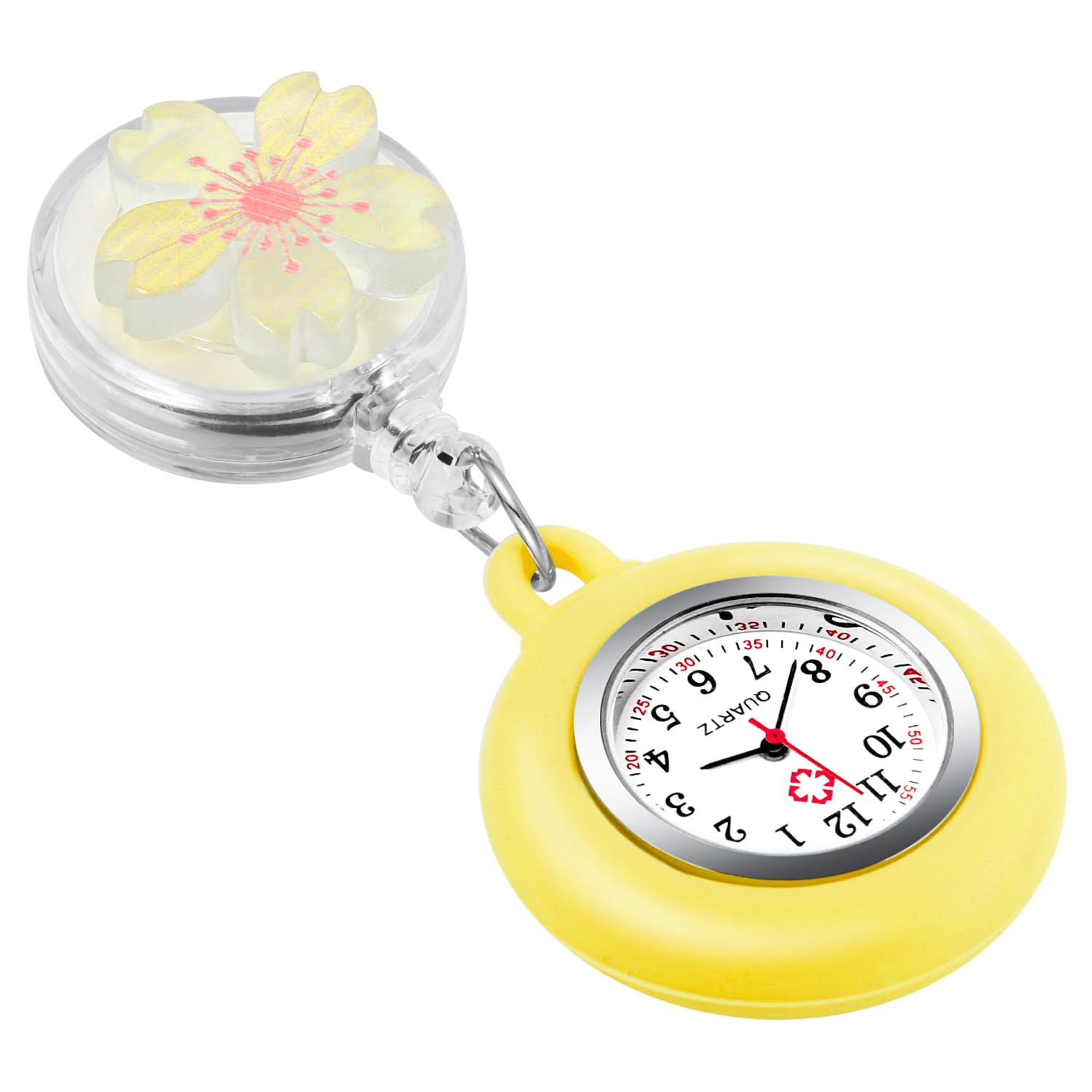 Tiong Pattern Nurse Watch with Flip Collar Clip - Retractable Arabic Numeral Dial Pocket Watch for Medical Professionals | Perfect for Nurses, Doctors & Healthcare Workers During Shifts & Patient Care