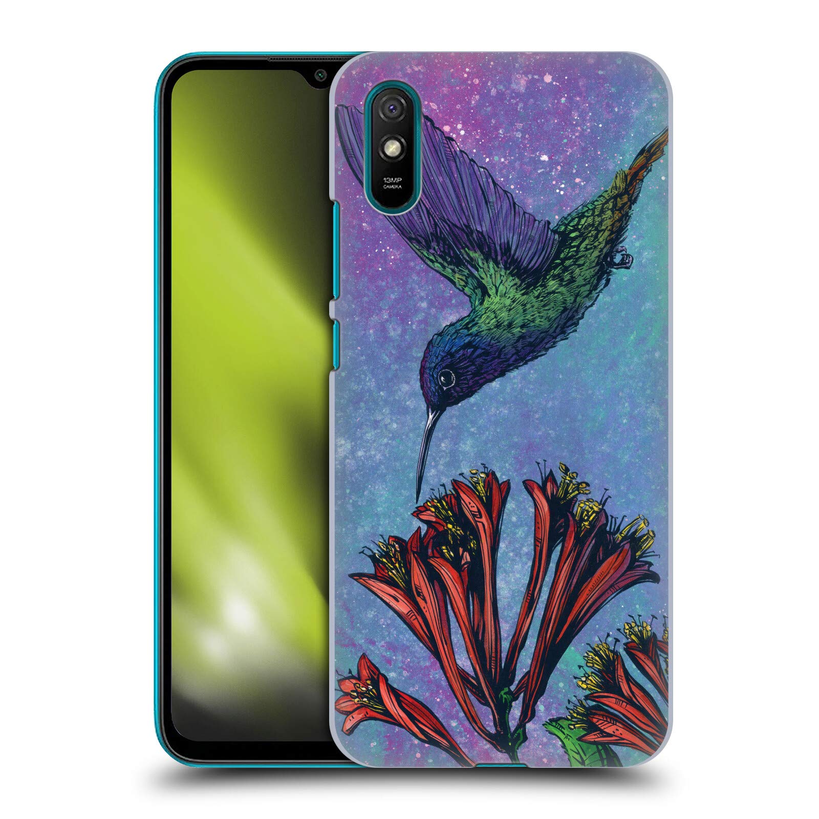 Head Case Designs David Lozeau The Hummingbird Colorful Grunge Hard Back Case for Xiaomi Redmi 9A/9AT - Durable Protective Cover for Everyday Use