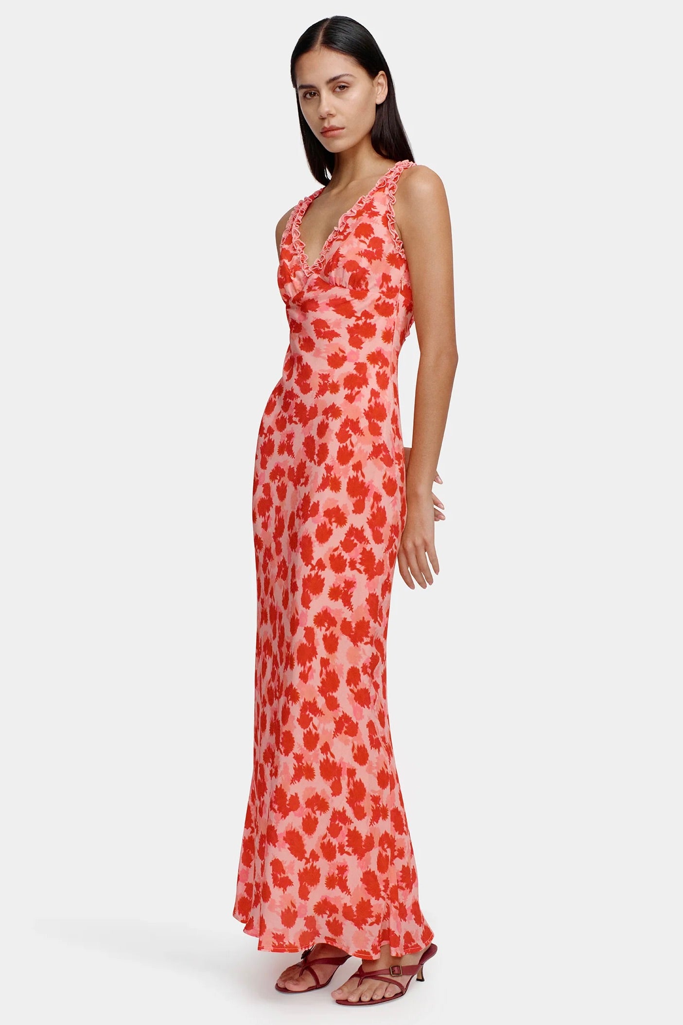 Bella Strawberry Fields Backless Maxi Dress - Floral Summer Beach Dress for Women, Perfect for Vacations, Weddings & Outdoor Parties