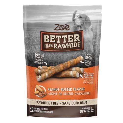 Zoe Better Than Rawhide Peanut Twists Dog Chew 148g - Natural Long-Lasting Dog Treats for Teeth Cleaning & Anxiety Relief - Perfect for Medium to Large Breed Dogs