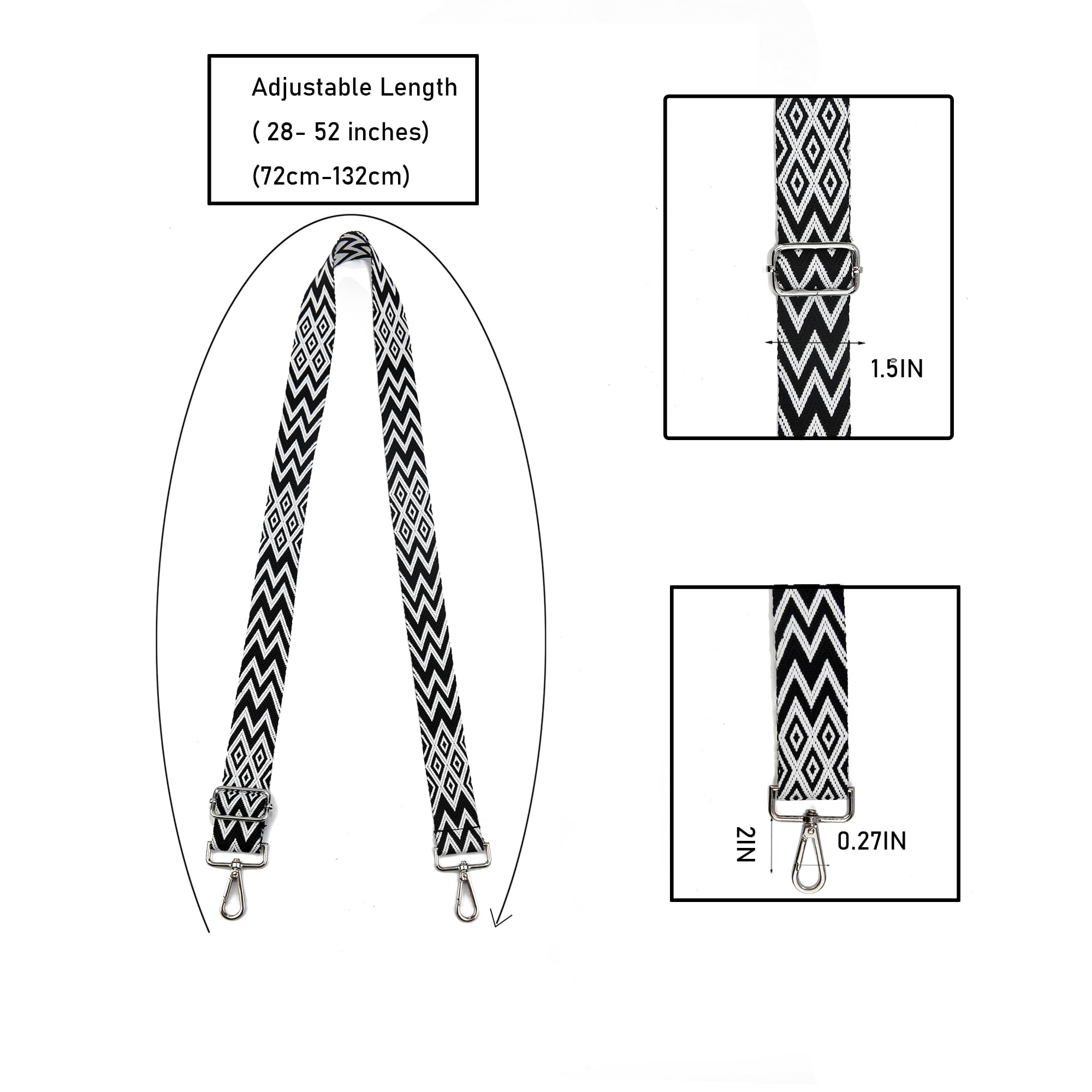 Silver Purse Strap with Adjustable Crossbody Strap - Replacement Handbag Shoulder Strap for Women's Purses & Totes | Perfect for Shopping, Travel & Everyday Use