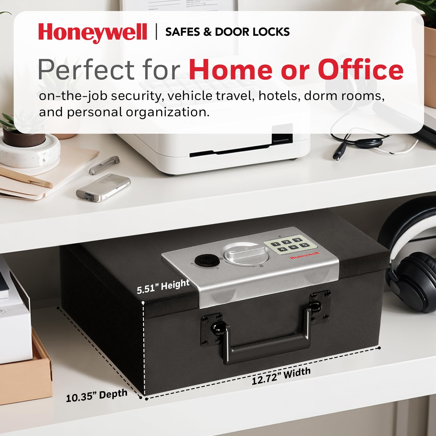 Honeywell Fireproof Digital Safe Box - 0.26 cu ft Steel Security Safe with Electronic Lock for Home, Jewelry, Documents & Cash - Black (Model 6108) | Perfect for Bedroom Closet, Office & Travel Security