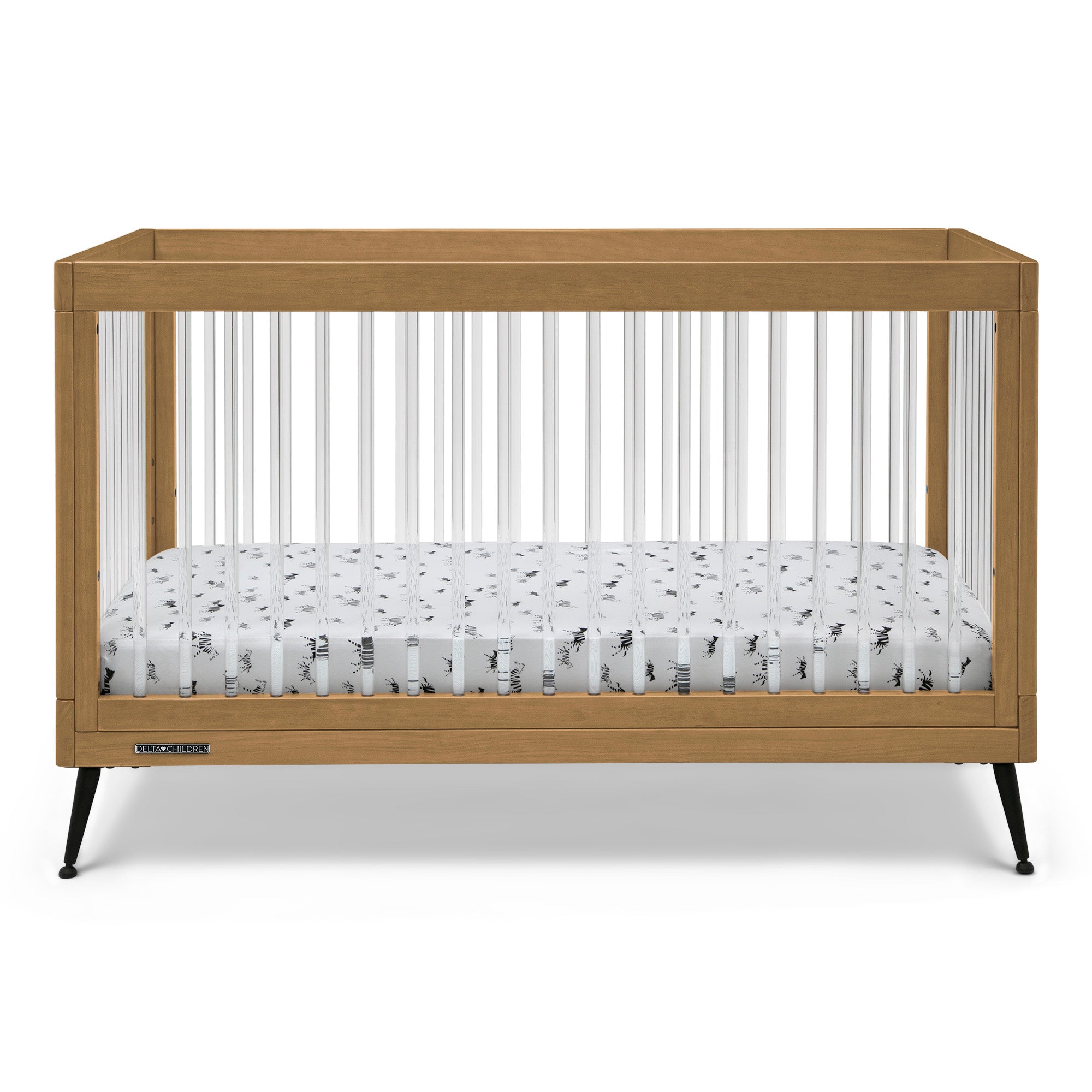 Sloane 4-in-1 Convertible Acrylic Baby Crib - Modern Nursery Furniture for Newborn to Toddler Bed | Perfect for Small Spaces & Stylish Nurseries