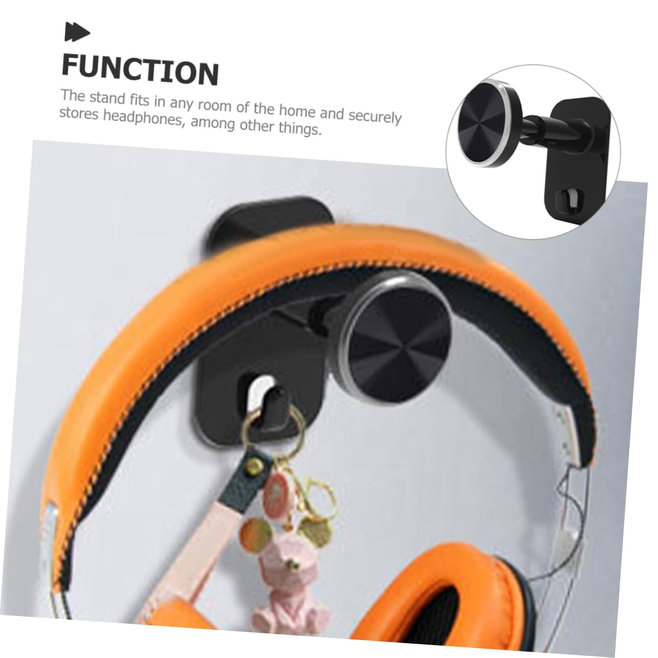 IMIKEYA Wall Mount Headphone Holder - Universal Headset Hook for Gaming, Office & Home Use - Space Saving Headphone Hanger - Durable Black Design - Perfect for Desk, Bedroom & Studio Organization