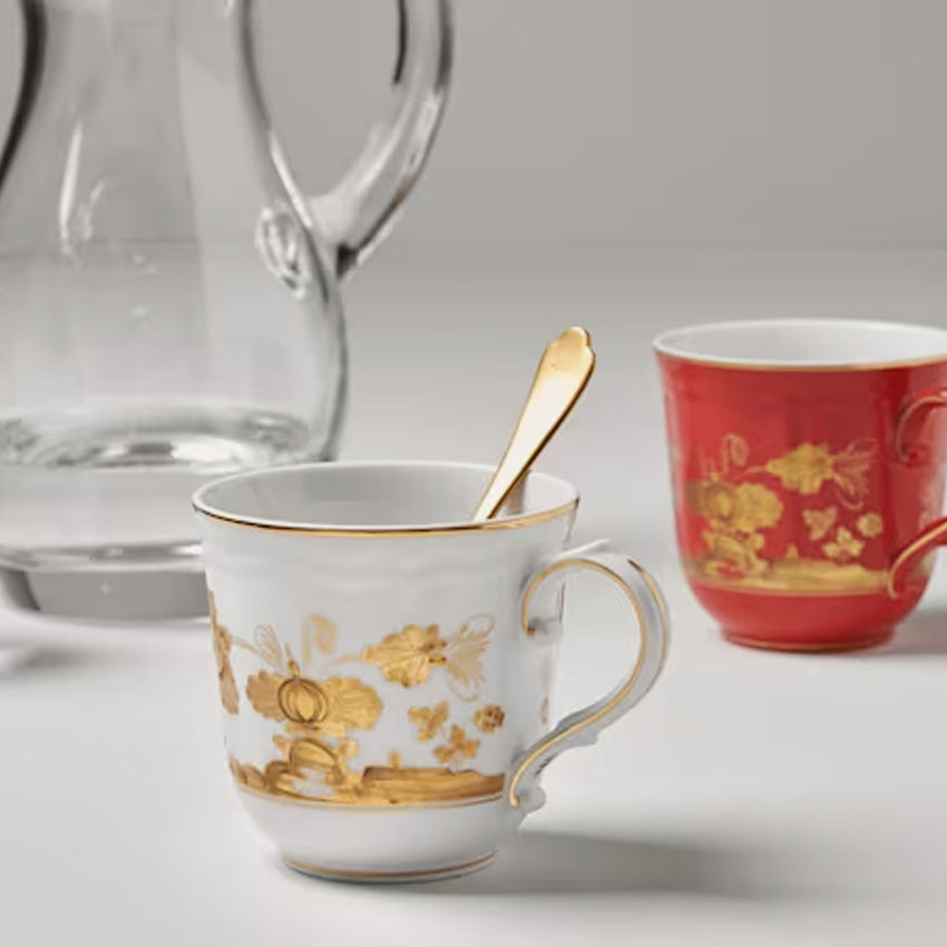 Ginori 1735 Oriente Italiano Gold Coffee Mug - 12oz Porcelain Tea Cup with Aurum Gold Accents, Elegant Italian Design for Home, Office & Gifts