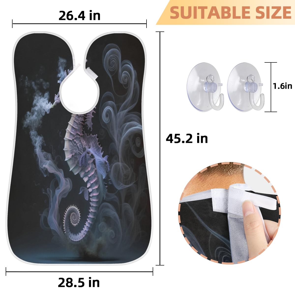 Abstract Dolphin Beard Shaving Bib for Men & Women - Waterproof Hair Dye Apron, Barber Cape for Haircut & Beard Trimming - Sink Hair Catcher & Styling Tool - Perfect for Salon, Home Grooming & DIY Hair Coloring