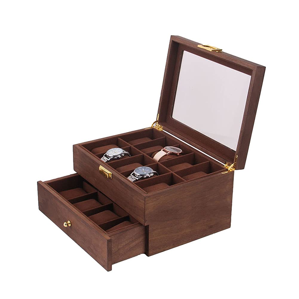 20-Slot Wooden Watch Display Case - Premium Jewelry Storage Organizer Box for Men & Women (11.41