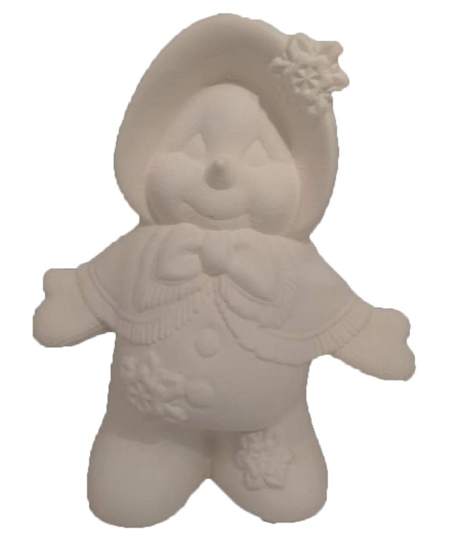9-inch CM Snow Lady Ceramic Bisque - Ready to Paint DIY Christmas Decoration for Home, Craft Projects & Holiday Gifting