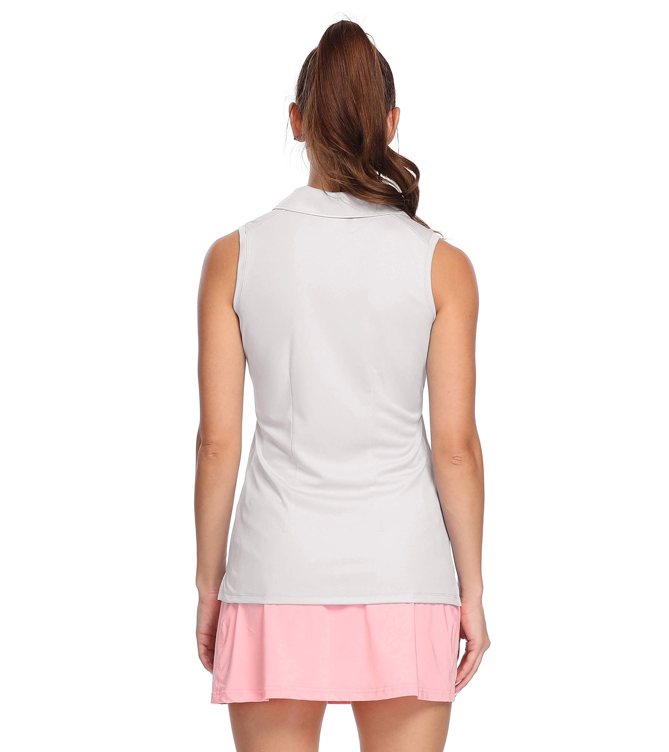 LastFor1 Women's UPF 50+ Quick Dry Sleeveless Polo Shirt - Breathable Athletic Tank Top for Golf, Tennis & Outdoor Sports - White XL - Perfect for Summer Workouts, Beach Activities & Casual Wear