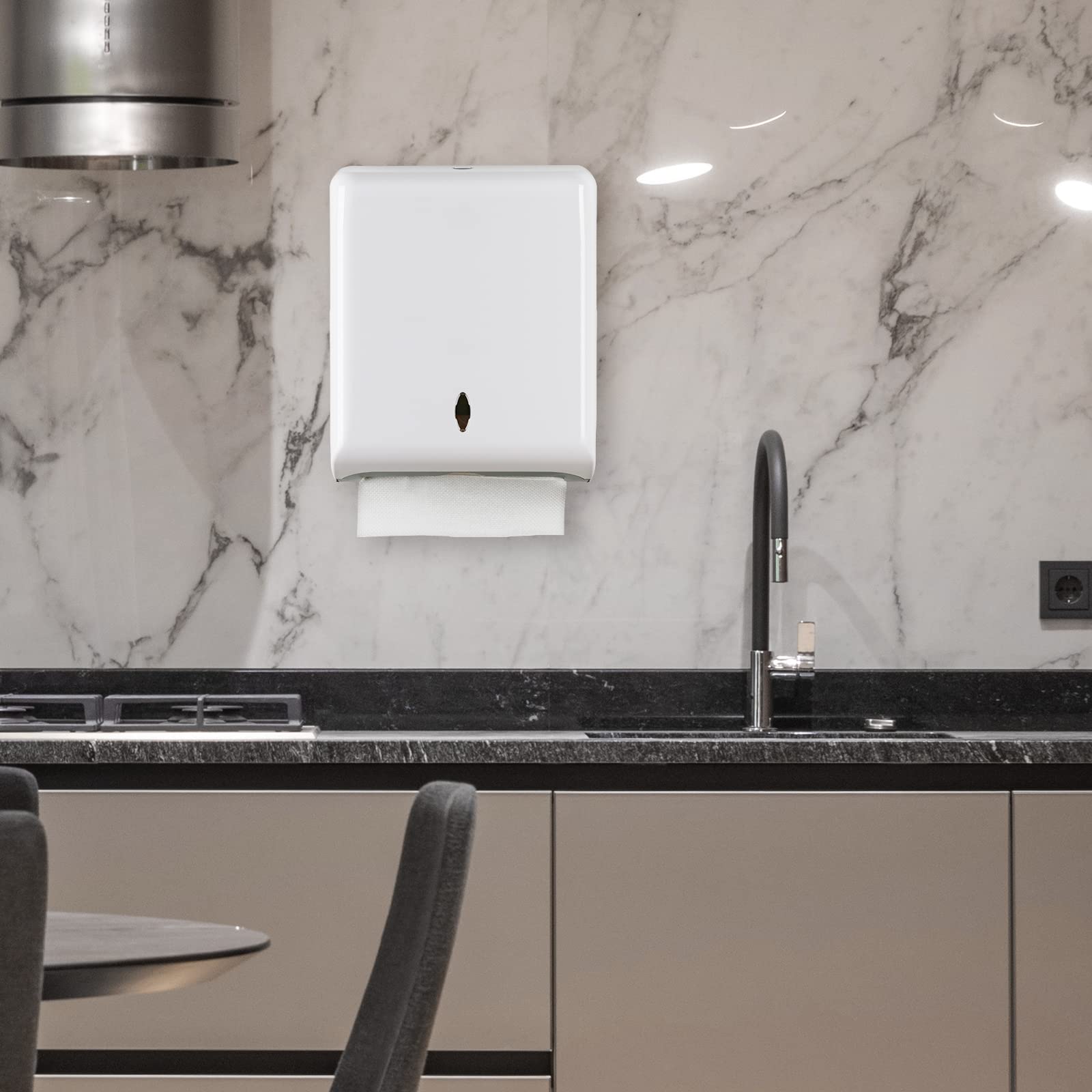 Touchless Paper Towel Dispenser Wall Mount - TOBEFORT Automatic Hand Towel Holder for Bathroom, Kitchen & Office - Holds 500 C-Fold/Z-Fold/Trifold Towels - White (Ideal for Restaurants, Hospitals & Public Restrooms)