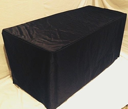 5 Ft Waterproof Tablecloth - Fitted Table Cover for Patio, Outdoor, Indoor & Trade Show - Black - Perfect for Parties, Picnics, and Events