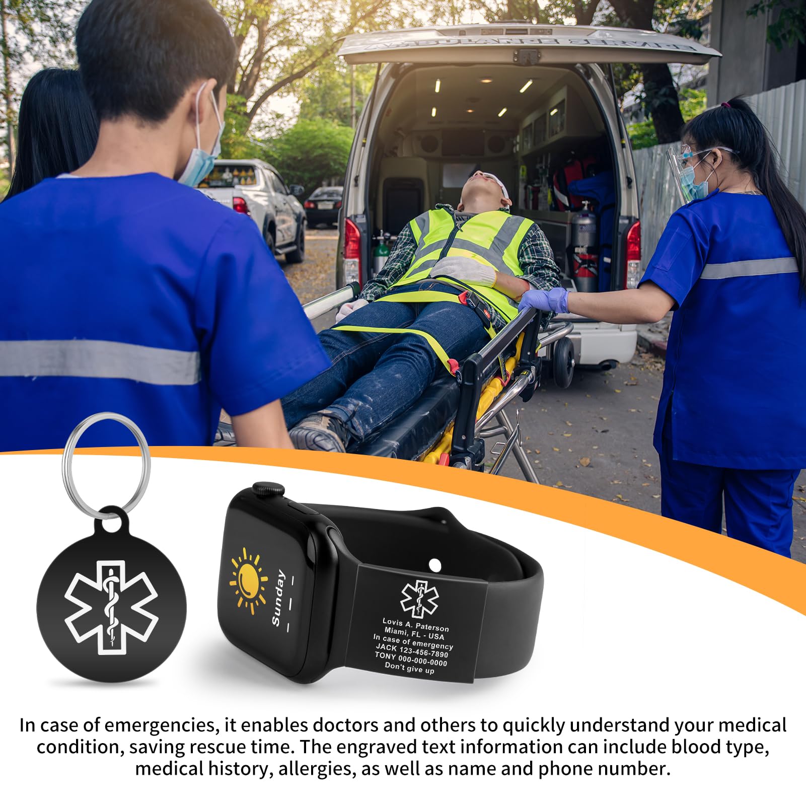 Custom Engraved Stainless Steel Medical Alert ID Tag - 1.1