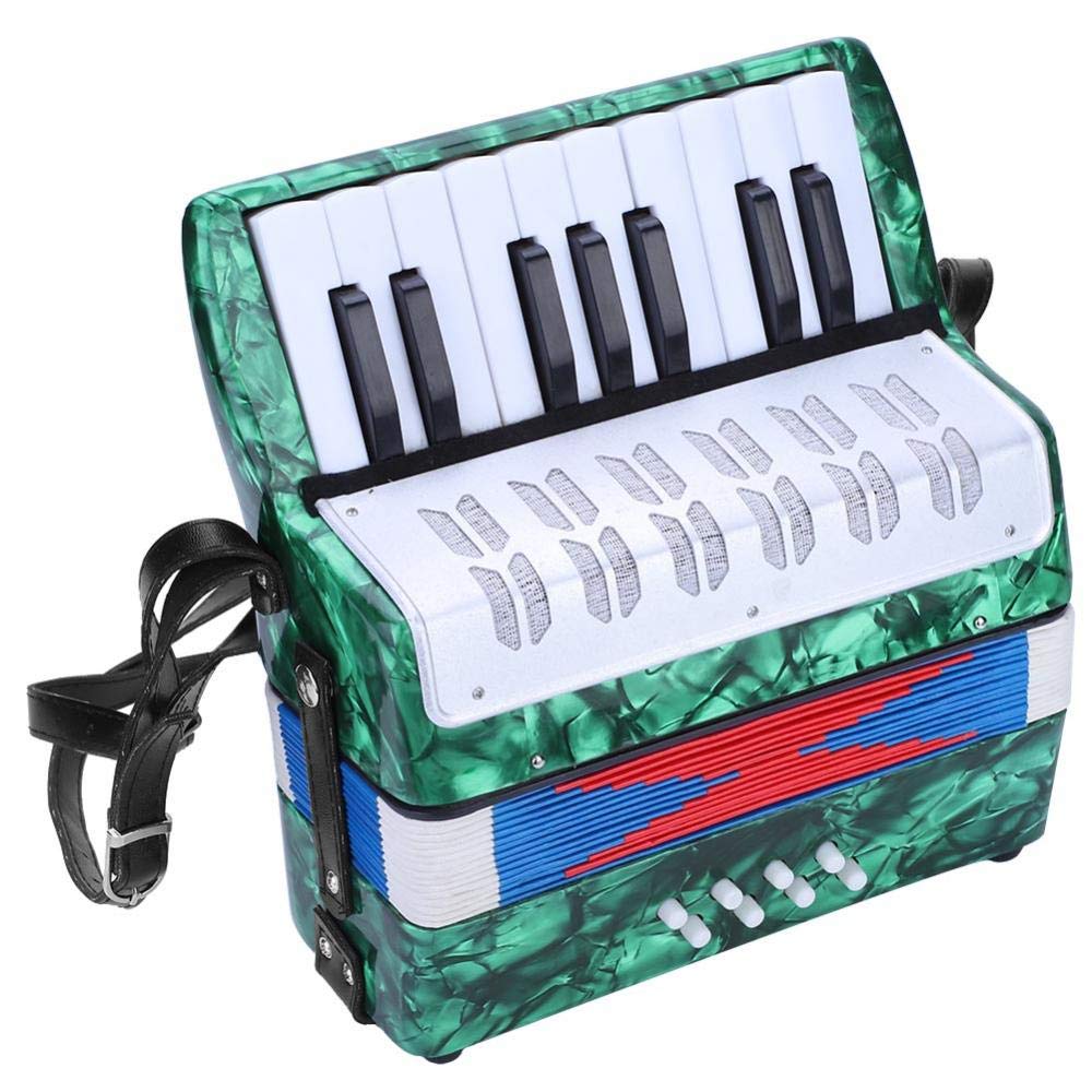 17 Key 8 Bass Button Focket Piano Accordion - Lightweight Handheld Concertina for Beginners | Educational Music Instrument with Manual | Perfect for Kids, Students & Solo/Ensemble Practice | Green (Ideal for Music Classes, Home Practice & Performances)