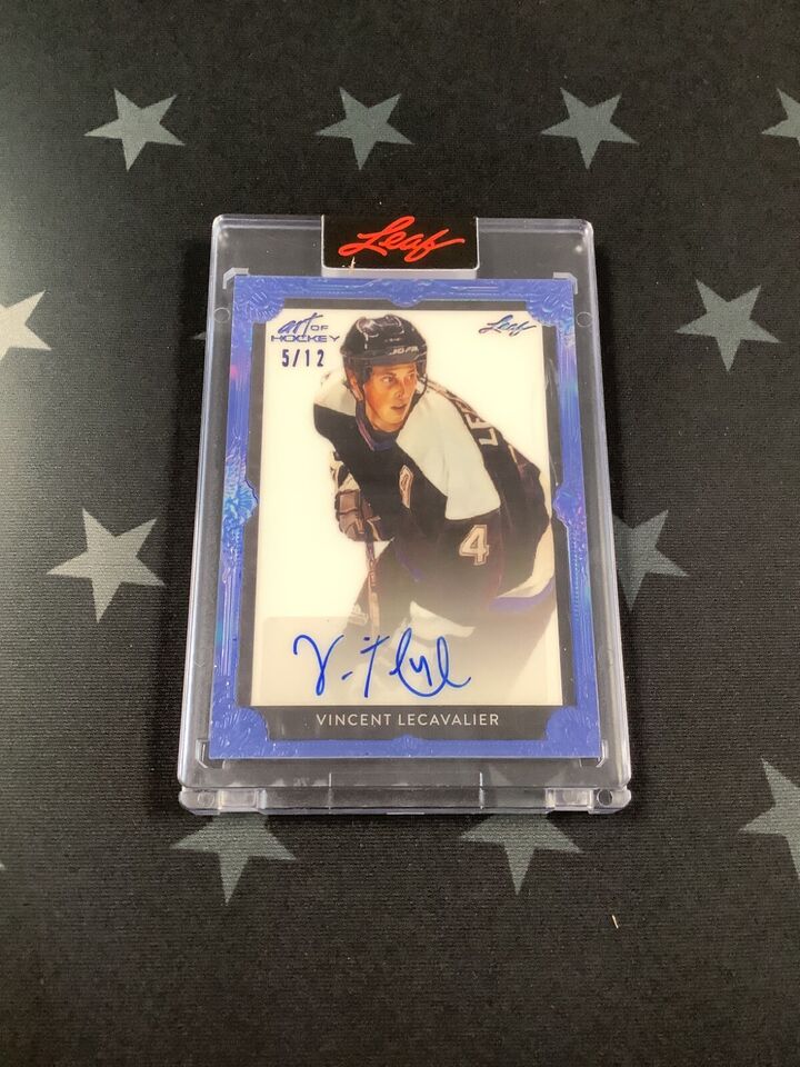 2022 Vincent Lecavalier Leaf Art of Hockey Autographed Blue Parallel #BA-VL1 /12 - Rare Hockey Trading Card for Collectors & Fans