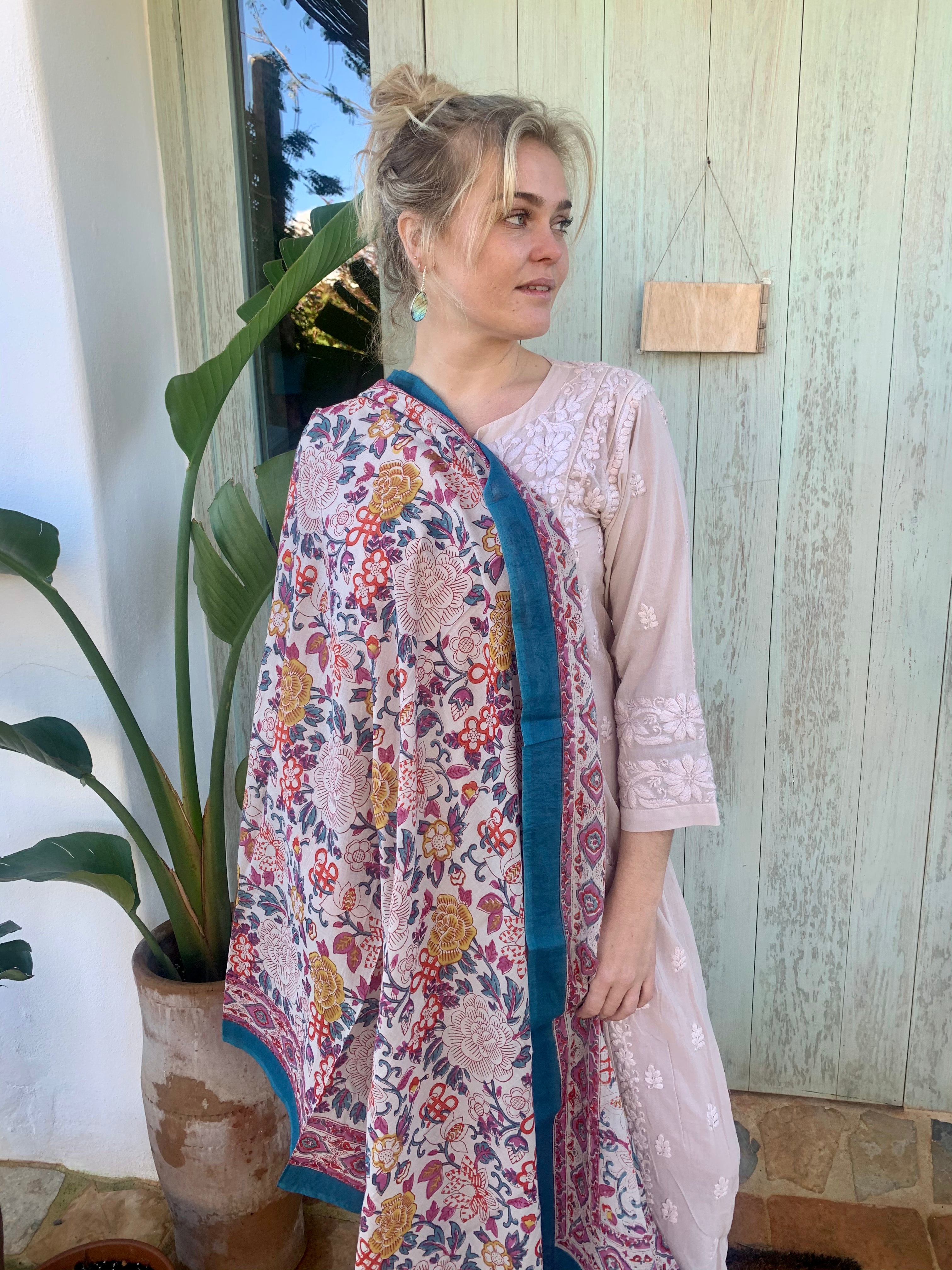 Stylish Block Print Cotton Sarong Pareo Shawl - New Collection for Beach, Pool, and Summer Fashion
