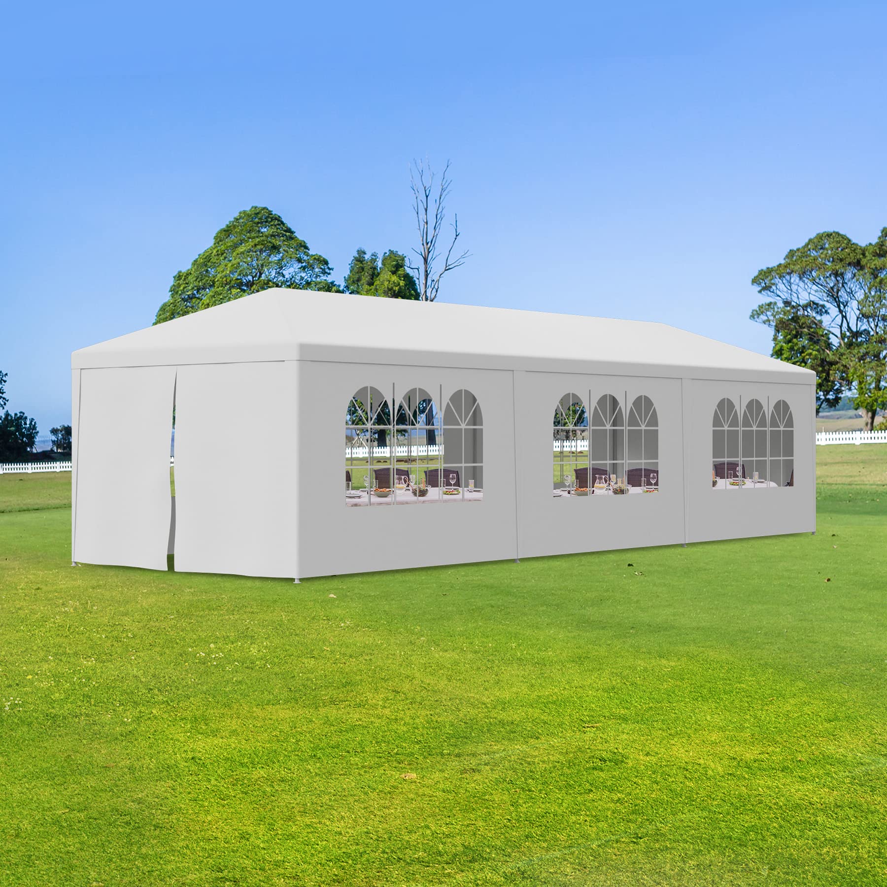 10x30 Heavy Duty Waterproof Party Tent - Outdoor Wedding Canopy with Removable Sidewalls - White Gazebo Shelter for BBQ, Events & Parties - Perfect for Backyard Gatherings, Festivals & Commercial Use