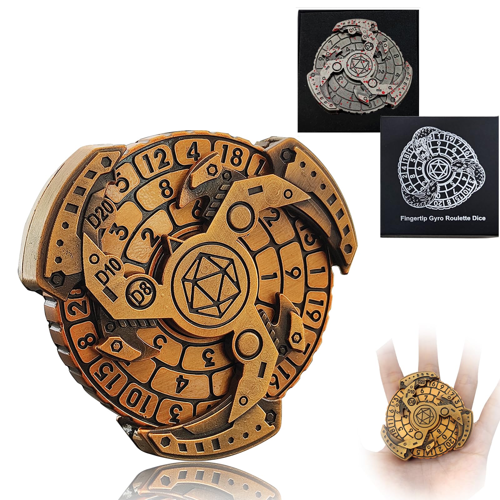2024 Shadow Roulette Dice Spinner - 7-in-1 Metallic Dragon D&D Dice Set with Gift Case for Dungeons & Dragons, RPG Tabletop Games | Perfect for DND Campaigns, Role Playing Sessions & Fantasy Board Game Nights (Black Gold) sDGND202403