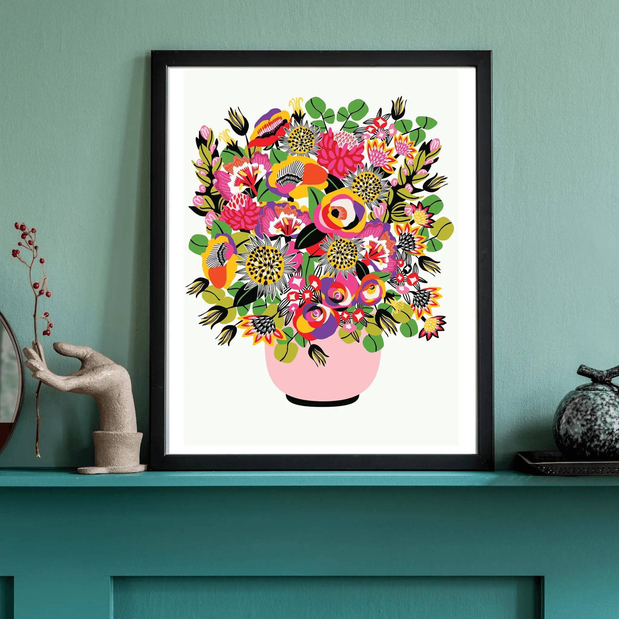 Modern Roses and Lilies Wall Art Print - Floral Canvas Painting for Living Room, Bedroom & Office Decor