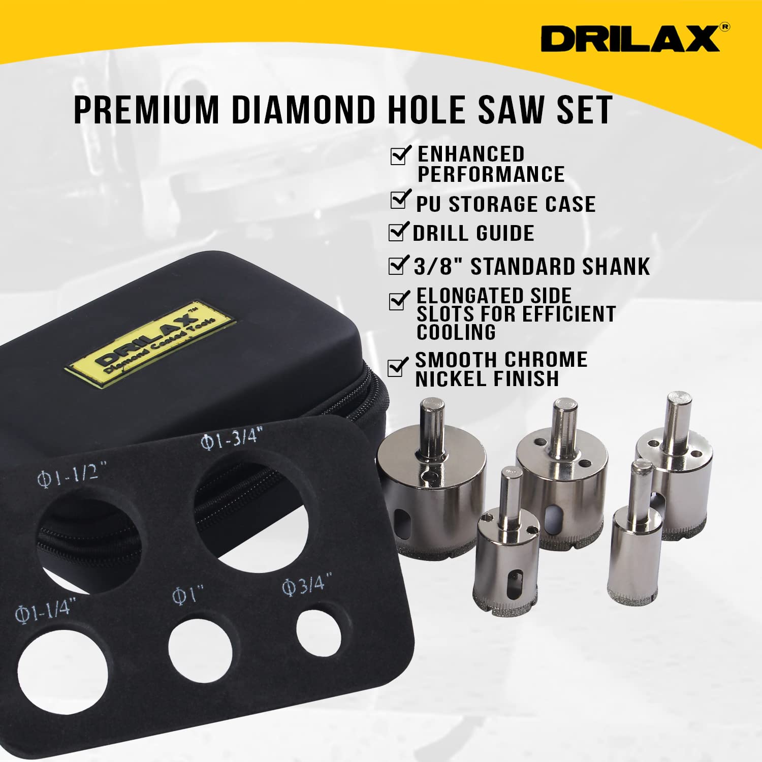 Drilax Diamond Drill Bit Set - 5 Pcs (3/4
