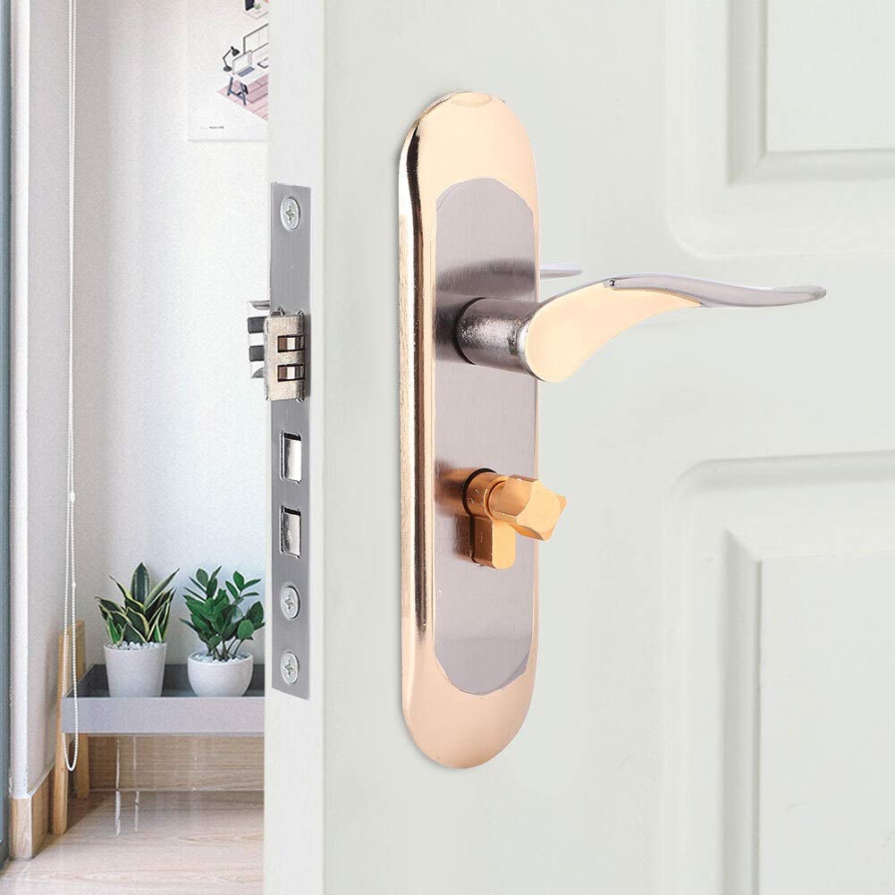 Premium Aluminum Alloy Security Door Handle Lock Set with Keys - Electroplated Finish, Quiet Bearing - Ideal for Bedroom, Bathroom & Apartment Safety