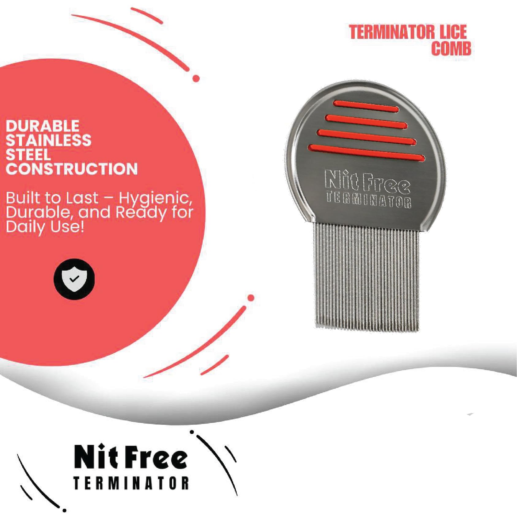 Terminator Lice Comb - Professional Stainless Steel Head Lice Treatment Comb for Kids & Adults (24-Pack) - Perfect for Home, School & Travel Use