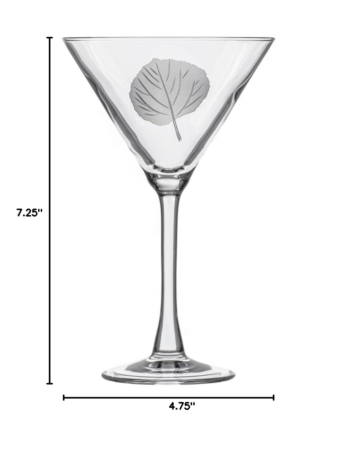 Premium Rolf Glass Aspen Leaf Martini Glasses Set of 4 - 10oz Lead-Free Crystal Clear Cocktail Glasses with Diamond-Wheel Engraved Design - Handcrafted in USA - Perfect for Home Bars, Dinner Parties & Gift Giving