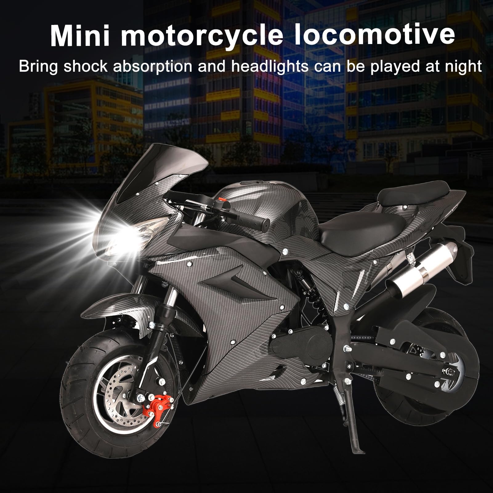 49cc 4-Stroke Mini Motorcycle for Kids - Off-Road Gas Bike with Dual Headlights & Disc Brakes - Perfect for Backyard Racing & Trail Riding
