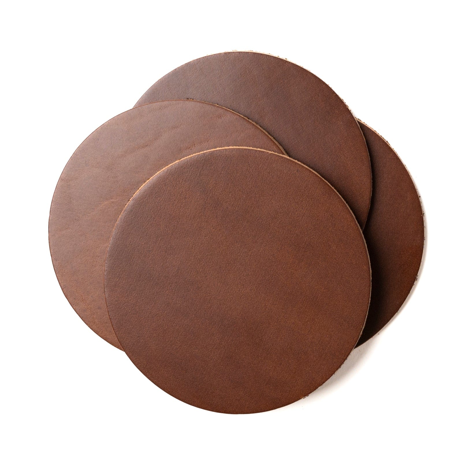 Premium 4-Pack Genuine Leather Coasters - Blank & Engravable for Home, Office, and Bar Use