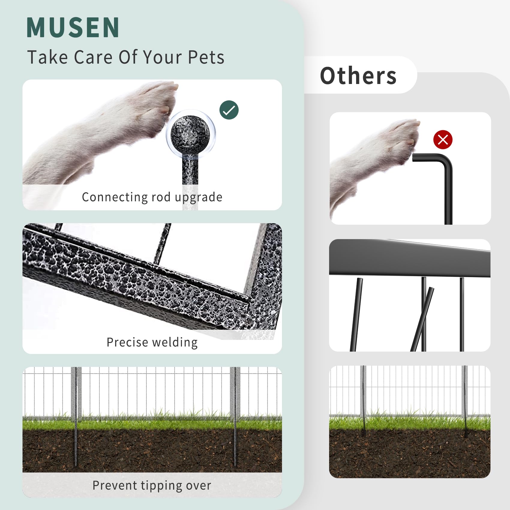 Musen 16-Panel Dog Playpen for Indoor & Outdoor Use - 32