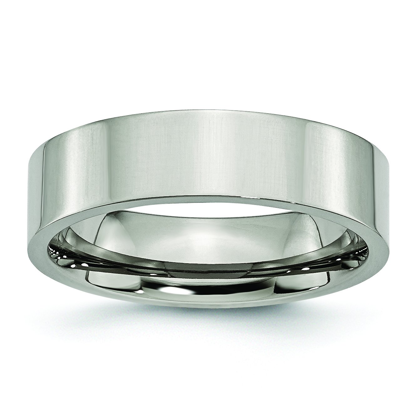 Men's Titanium Wedding Band Ring - 6mm Flat Polished Comfort Fit - Perfect for Engagement, Anniversary & Everyday Wear