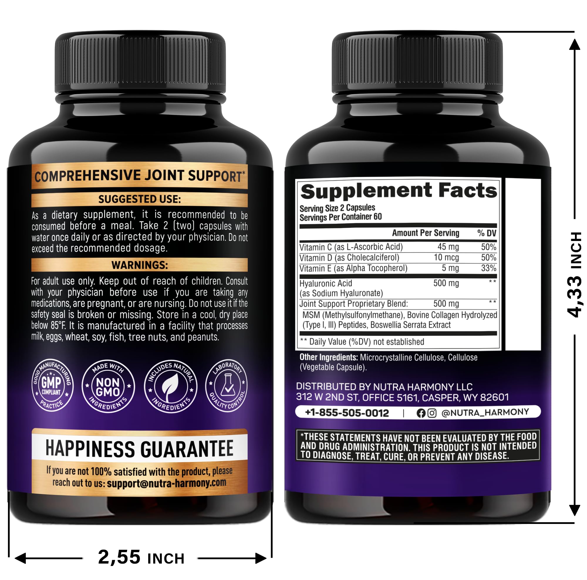 Premium Hyaluronic Acid 1000mg Supplements for Skin Hydration & Joint Support - 7-in-1 Formula with Collagen, MSM, Boswellia & Vitamins - USA Made Vegan Capsules (120 Count) - Reduce Joint Discomfort & Boost Skin Elasticity - Ideal for Active Lifestyles & Anti-Aging Skincare Routines