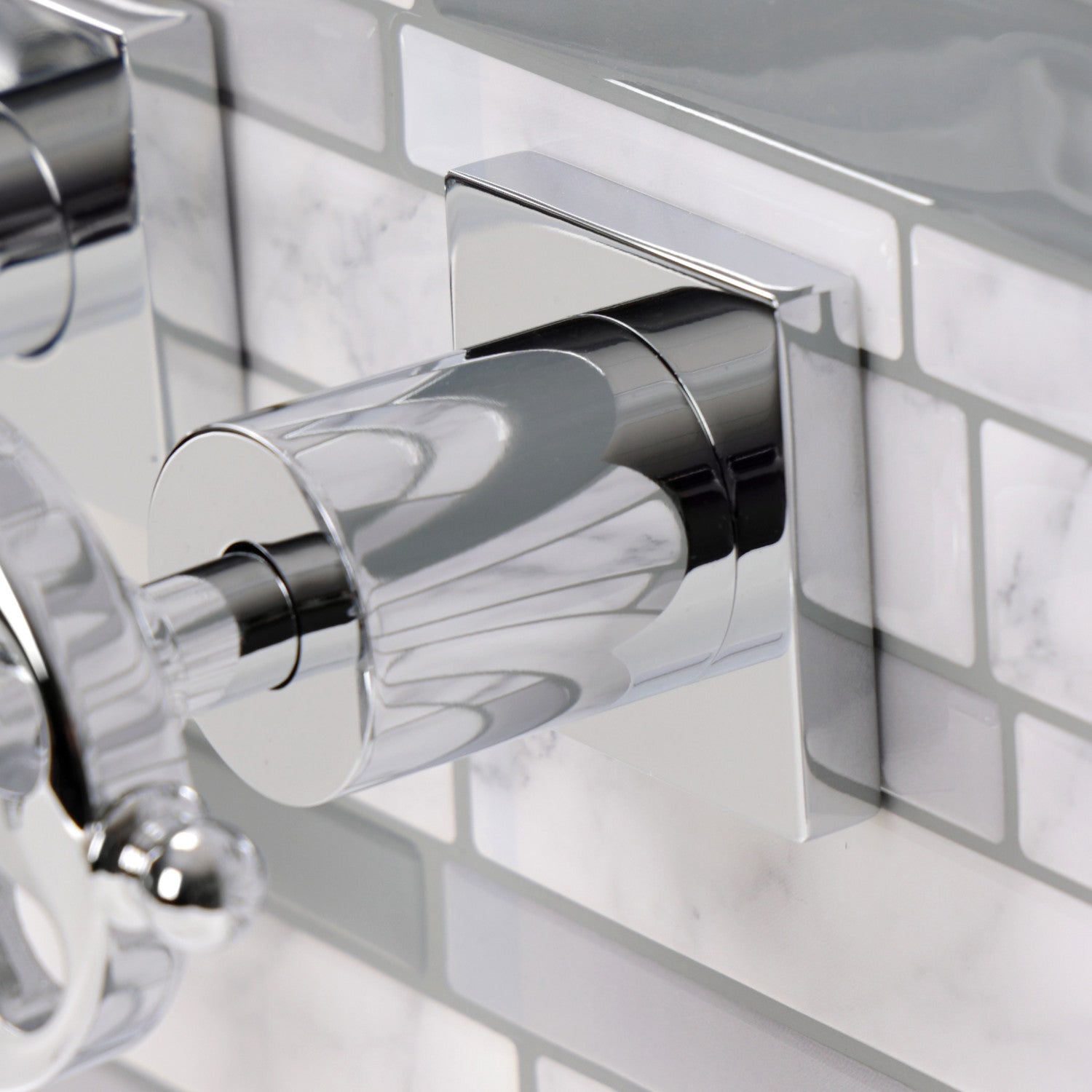Belknap KS6121RX 3-Hole Wall Mount Bathroom Faucet with Double Handles in Polished Chrome - Perfect for Modern Bathroom Renovations and Spa-Like Showers