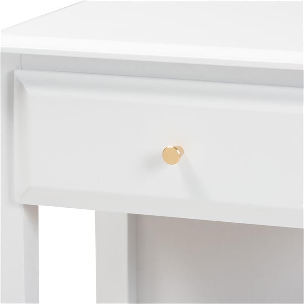 Baxton Studio Naomi Classic Transitional White Wood Nightstand with 1 Drawer - Perfect for Bedroom, Living Room & Guest Room Storage