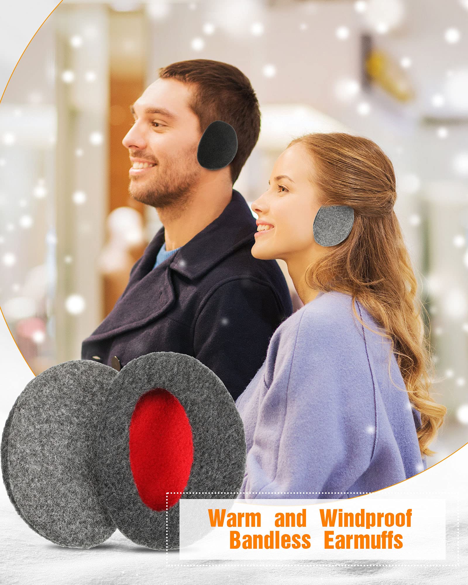 SATINIOR 2 Pairs Bandless Earmuffs - Winter Ear Warmers & Covers for Women & Men - Soft Fleece Ear Protection for Cold Weather - Perfect for Outdoor Activities, Skiing, Running & Work