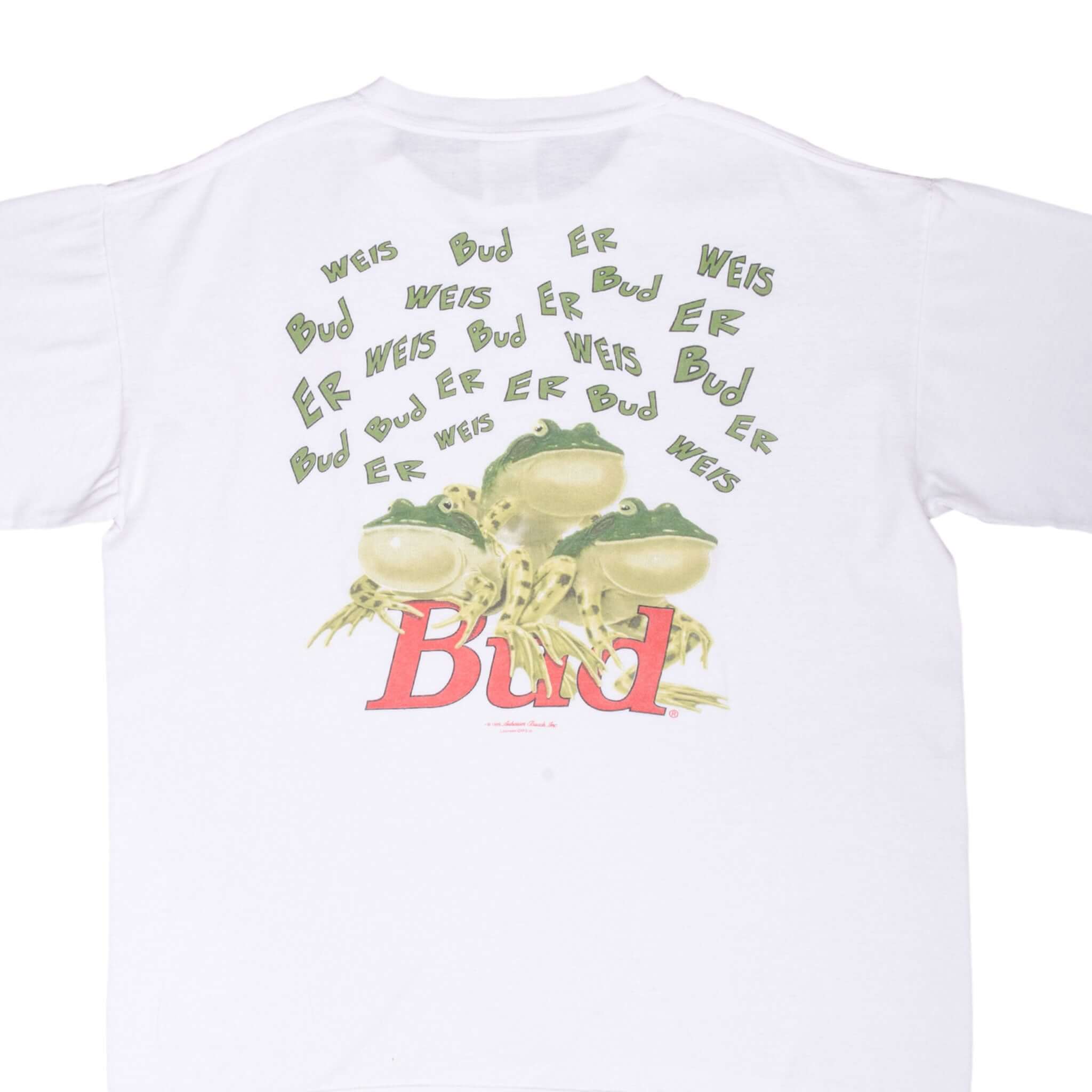 Vintage 1995 Budweiser Frog Graphic T-Shirt XL - Retro Beer Logo Tee Made in USA - Perfect for Casual Wear, Parties & Collectors