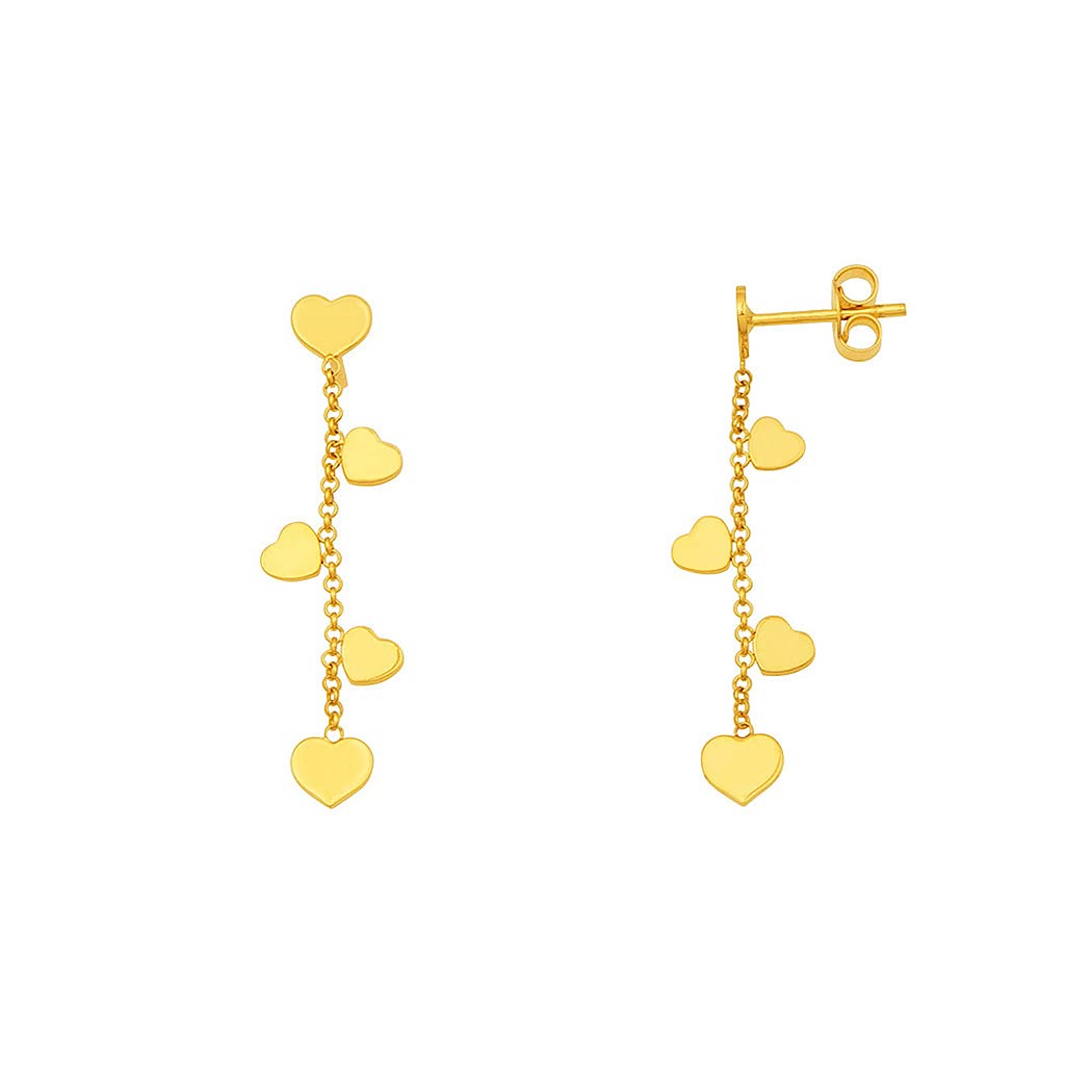 14K Yellow Gold Heart Earrings for Women - Romantic Love Jewelry Gifts for Her - Perfect for Valentine's Day, Anniversary & Special Occasions