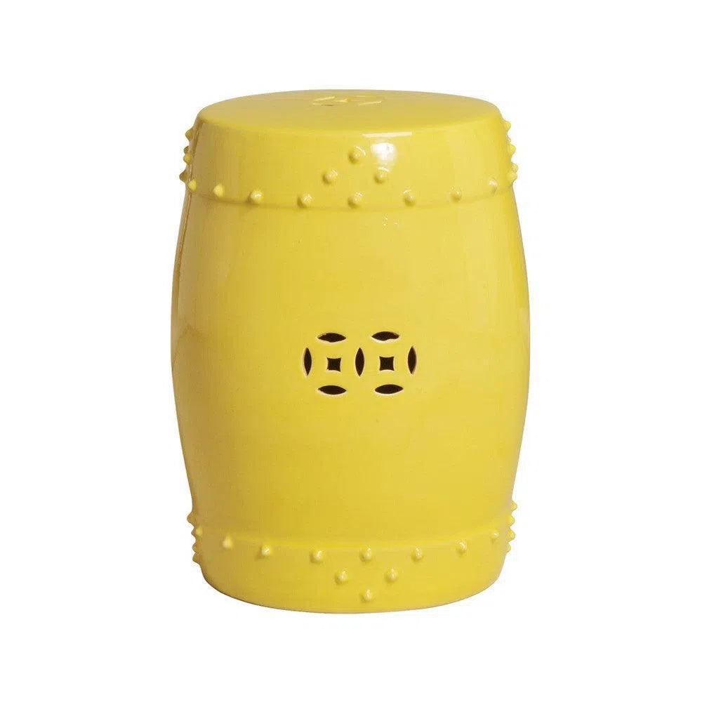 18 Inch Drum Ceramic Outdoor Garden Stool - Weatherproof & Durable Patio, Porch, or Poolside Seating & Side Table