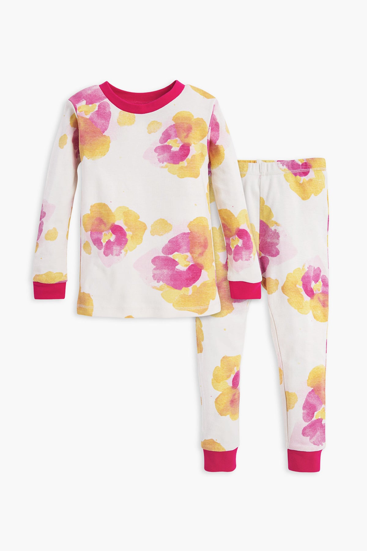 Burt's Bees Organic Cotton Kids Pajama Set - Soft & Comfortable Exploded Pansies Print Pajamas for Boys & Girls | Perfect for Bedtime, Lounging & Sleepovers