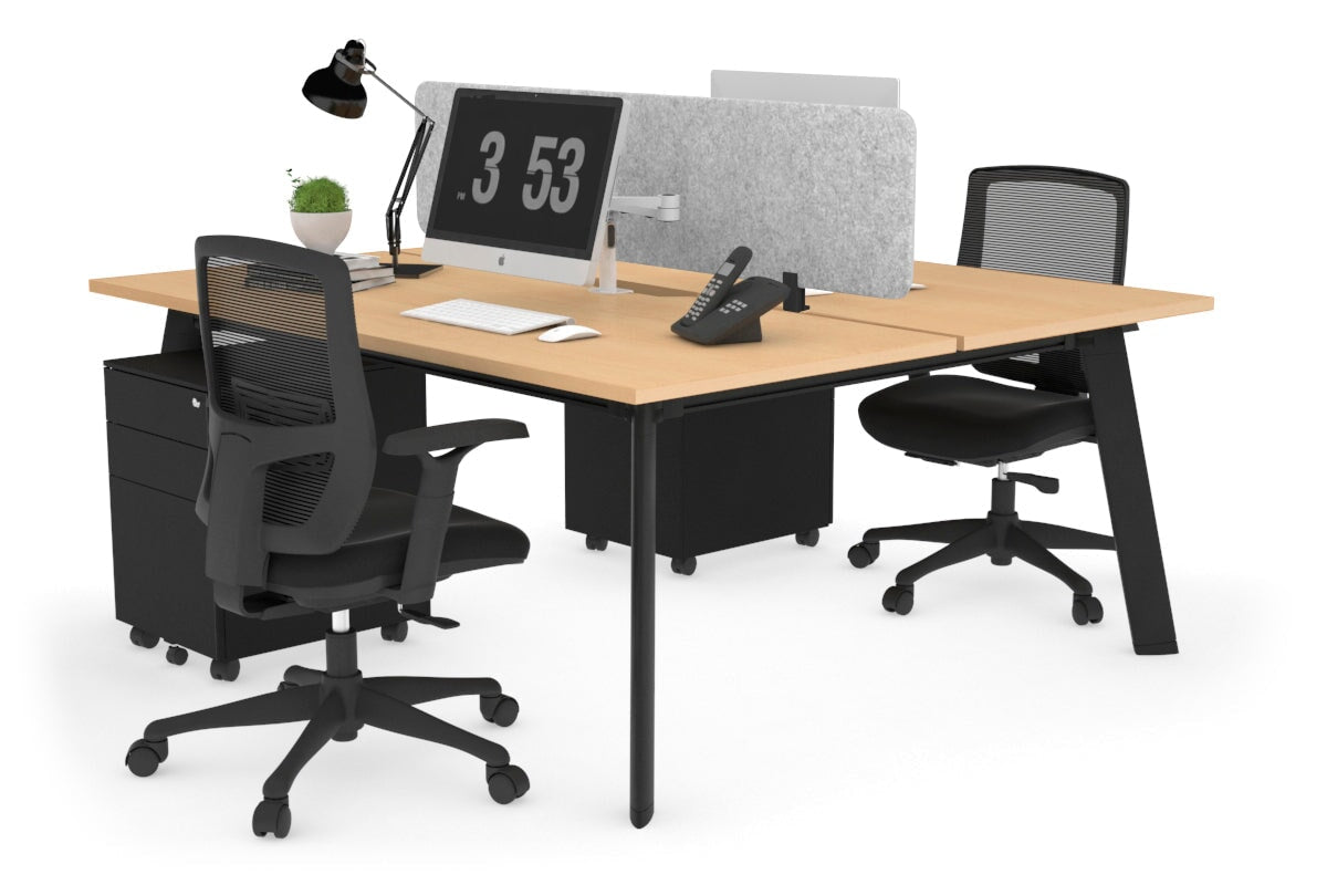 2 Person Workstation Black Frame - 1800L x 800W with Cable Management | Dual Desk for Office & Home Workspace | Perfect for Team Collaboration & Remote Work