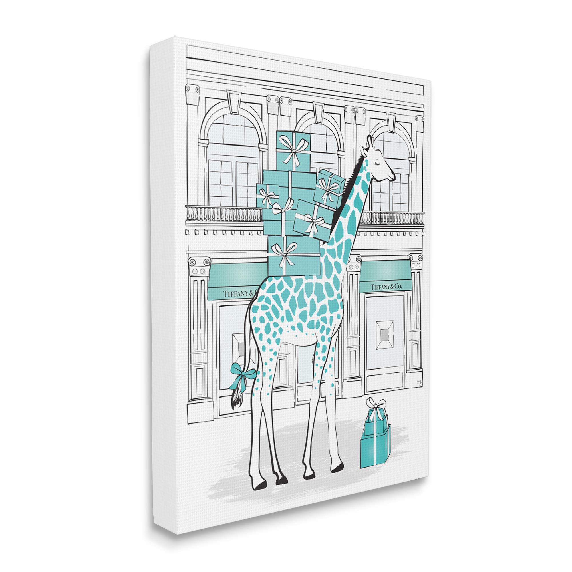 Stupell Industries Giraffe with Stacked Gift Boxes Canvas Wall Art - 36