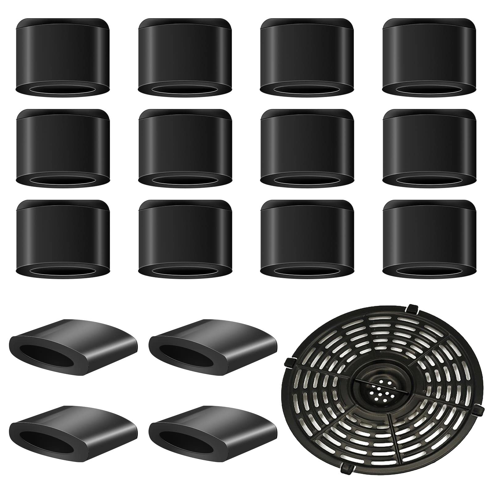 16-Piece Air Fryer Rubber Bumpers & Silicone Feet Replacement Set - Non-Slip, Non-Scratch Protective Covers for Air Fryer Trays & Grill Pans - Perfect for Ninja, Instant Pot, Cosori & More Air Fryer Models (Kitchen Accessories for Safe Cooking & Countertop Protection)